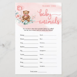 Papier Nom Les Bébés Animaux Teddy Bear Eucalyptus Jeu