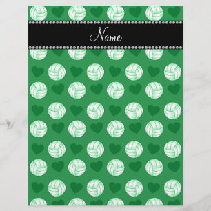 Papier Nom personnalisé volleyballs et coeurs verts