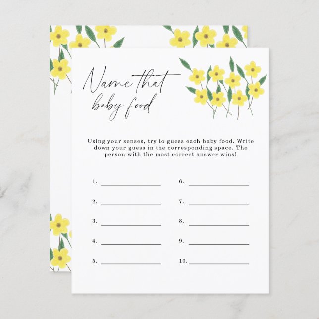 Papier Nom que bébé alimentation jeu de douche - Fleurs s (Devant / Derrière)