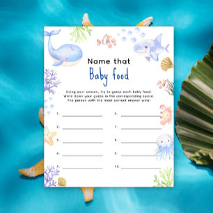 Papier Nom que bébé nourriture Ocean baby shower jeu