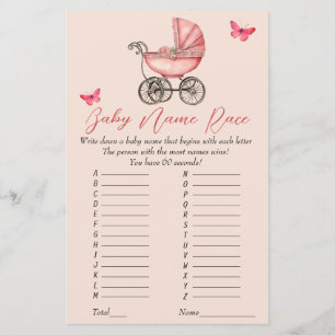 Papier Nom Race Baby Carriage Baby shower Jeu