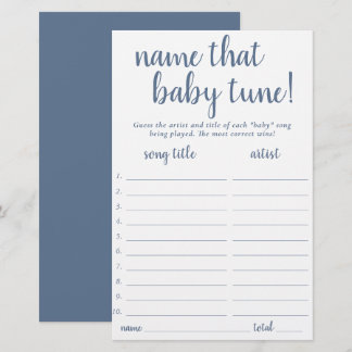 Papier Nom simple que bébé tonde | Dusty Blue Game Card