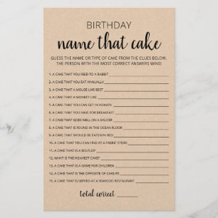 Papier Nommer ce gâteau Jeu de fête d'anniversaire