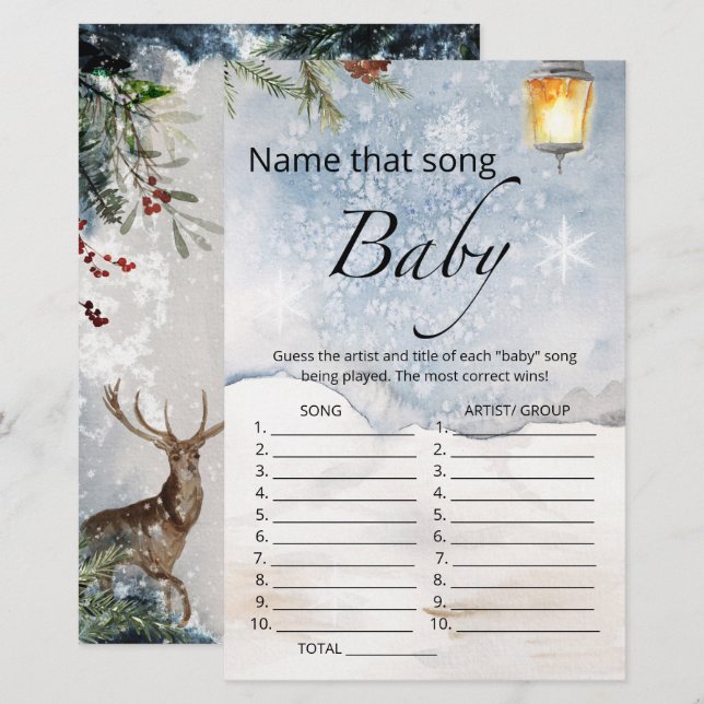 Papier Nommez ce jeu de baby shower de chanson (Devant / Derrière)