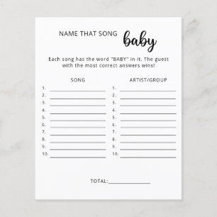 Papier Nommez ce jeu de baby shower de chanson