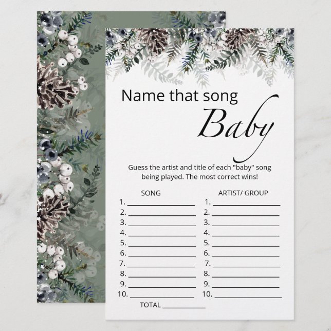 Papier Nommez ce jeu de baby shower de chanson (Devant / Derrière)