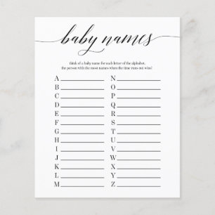 Papier Noms des bébés Jeux de Baby shower minimaliste