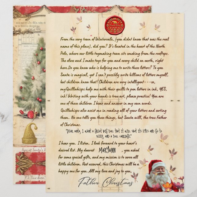Papier North Pole Personal Christmas Letter From Santa (Devant / Derrière)