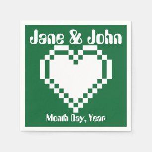 Papier Nos Coeurs 8 bits en serviettes vertes