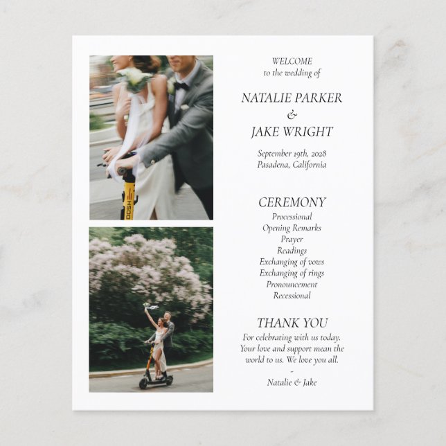 Papier Nostalgic Editorial Black & White Wedding Programm (Devant)