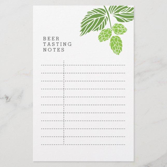 Papier Notes de dégustation de bière, fête, houblon (Devant)