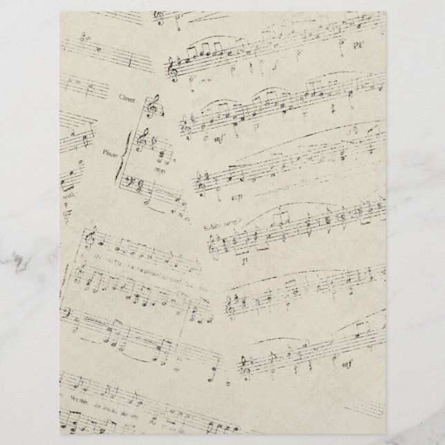 Papier Notes de musique romantique moderne Mariage de mus (Devant)