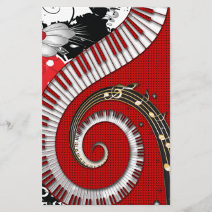 Papier Notes musicales Grunge Floral Swirls