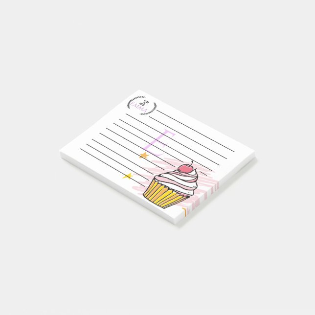Papier notes Post-It Cupcake personnalisés avec mo (Incliné)