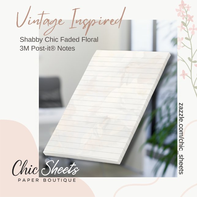 Papier notes Shabby Chic Fleurs Fanées 3M Post-it® (Créateur téléchargé)