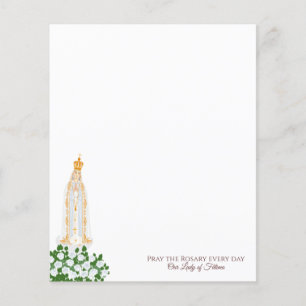 Papier Notre-Dame de Fatima et roses blanches