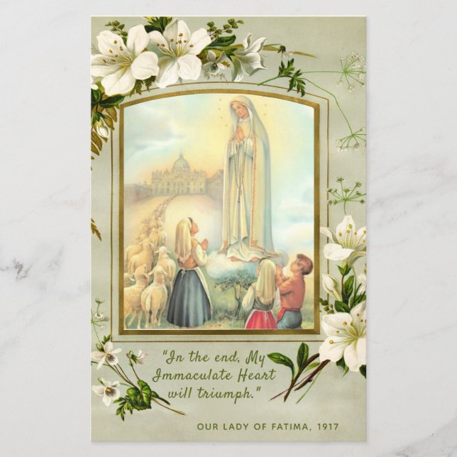 Papier Notre-Dame de Fatima Litany Prière religieuse (Devant)
