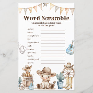 Papier Notre petit Baby shower de Cowboy jeu de mots