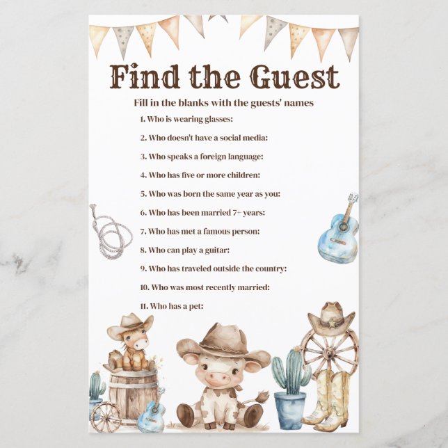 Papier Notre Petit Cowboy Wild West Trouvez Le Jeu D'Invi (Devant)