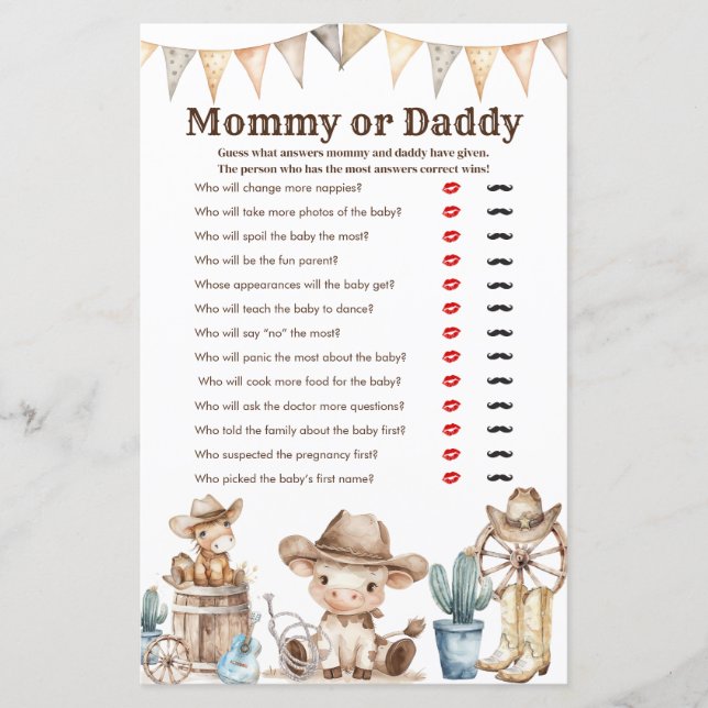 Papier Notre petit garçon Baby shower maman ou papa Jeu (Devant)