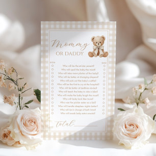 Papier Nounou ou papa ours en peluche Jeu de baby shower