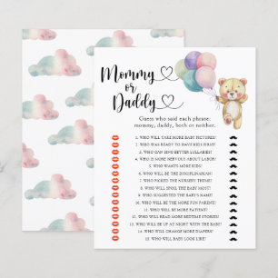 Papier Nounours en peluche - jeu de baby shower maman ou