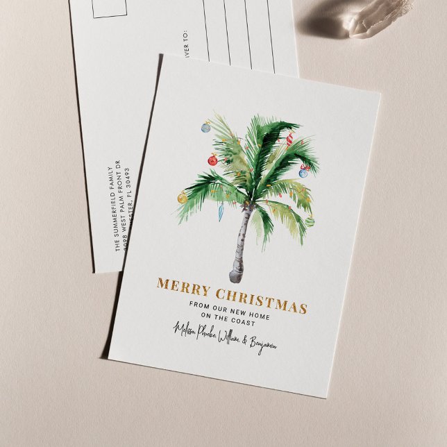 Papier Nous avons déménagé les fêtes de Noël Déménager Fa (Merry Christmas Coastal Holidays Moving Announcement)