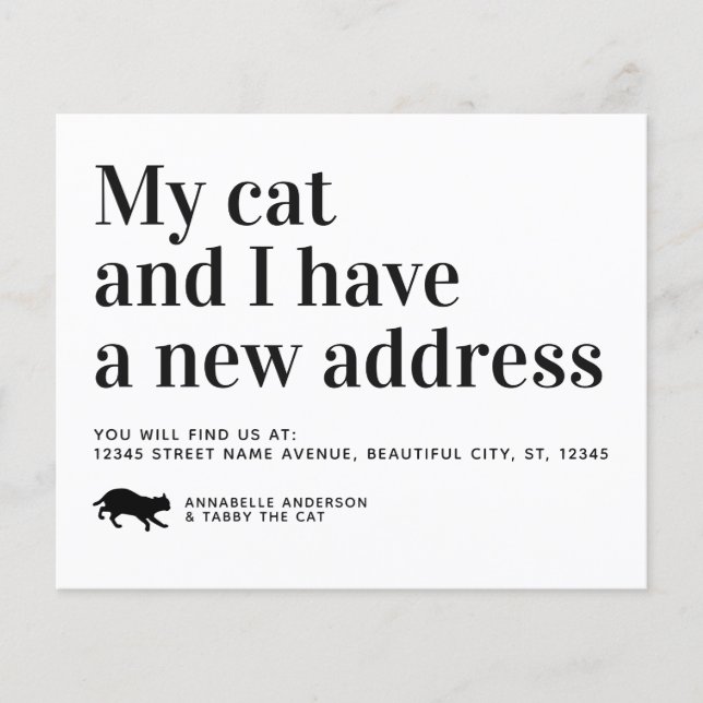 Papier Nous avons déplacé une nouvelle adresse Pet Cat Dé (Devant)