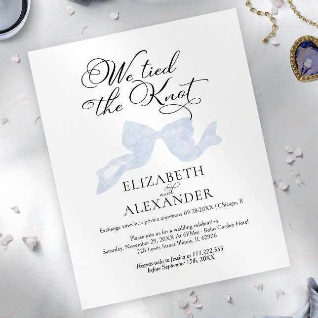 Papier Nous Avons Fait Le noeud | Blue Bow Mariage Elopem (Créateur téléchargé)