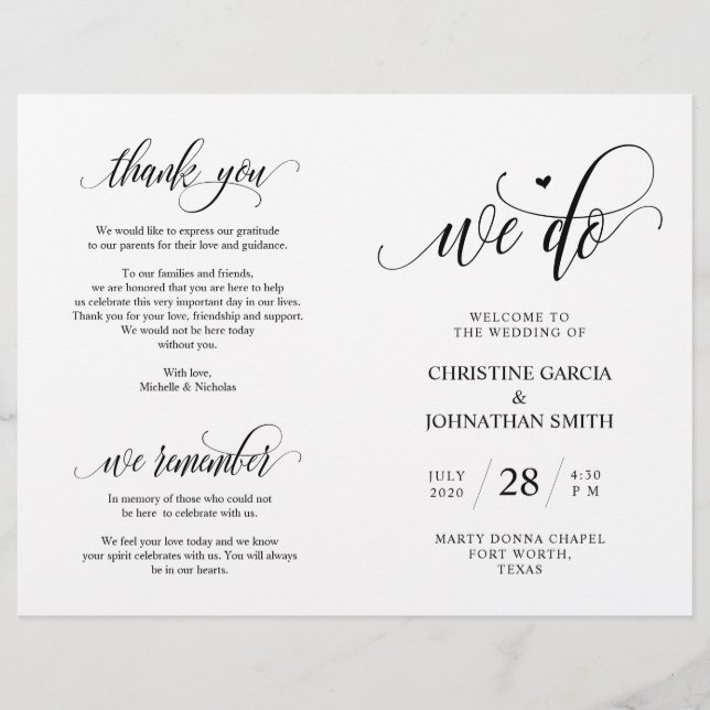 Papier Nous le faisons, Noir, Foldable Mariage Ceremony P (Devant)