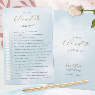 Papier Nous sommes sur Cloud 9 Baby Shower Blue Jeu de de