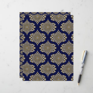 Papier Nous Vous Regardons Marine Et Gold Retro Ogee