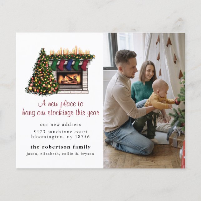 Papier Nouveau Accueil Jolie Photo de Noël Faire-part de  (Devant)