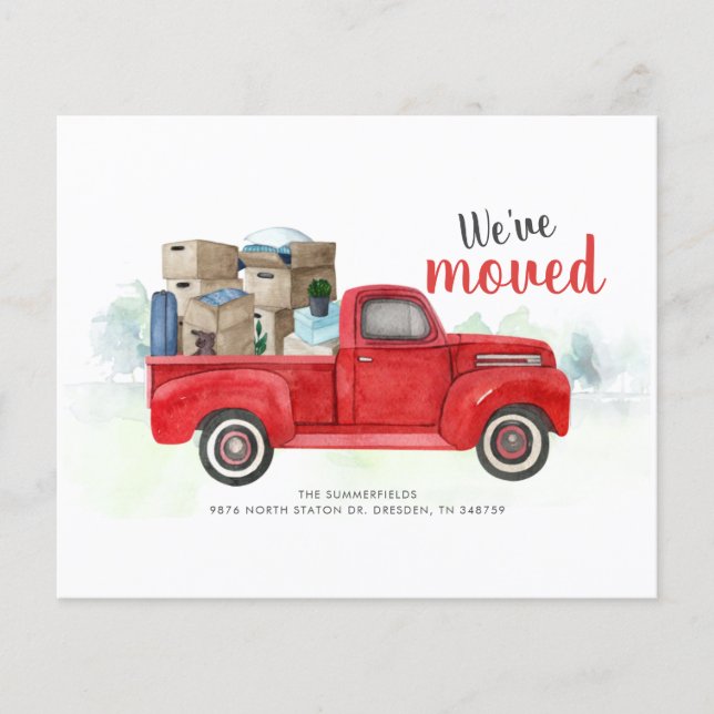 Papier Nouveau camion Faire-part aquarelle de déménagemen (Devant)