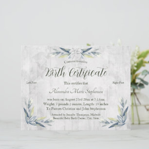 Papier Nouveau certificat de naissance commémoratif Empre