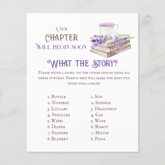 Papier Nouveau Chapitre Commencer Lavender Story Baby sho (Devant)