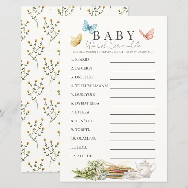 Papier Nouveau Chapitre Livre Thé Baby Mot Scramble Jeu (Devant / Derrière)