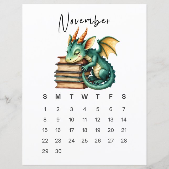 Papier November Baby Dragon Art Print Whimsical Fantasy  (Devant)