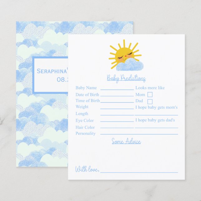 Papier Nuages De Soleil Prédictions Et Conseils Baby show (Devant / Derrière)