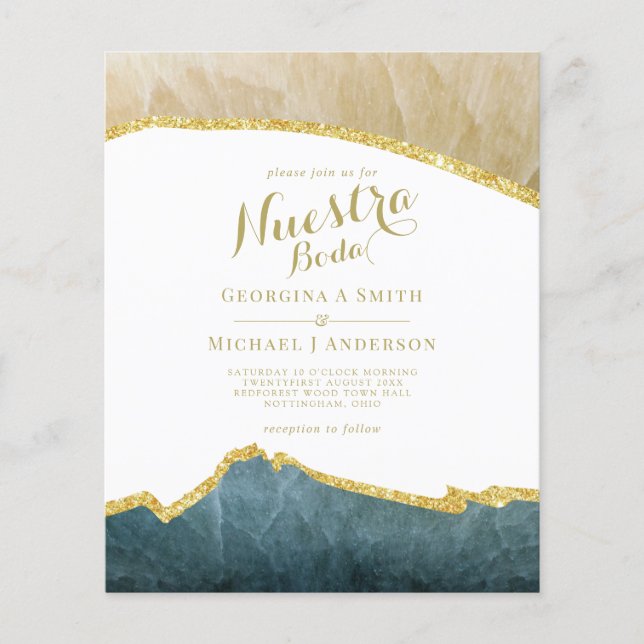 Papier Nuestra Boda AGATE Gold Mariage espagnol INVITE (Devant)