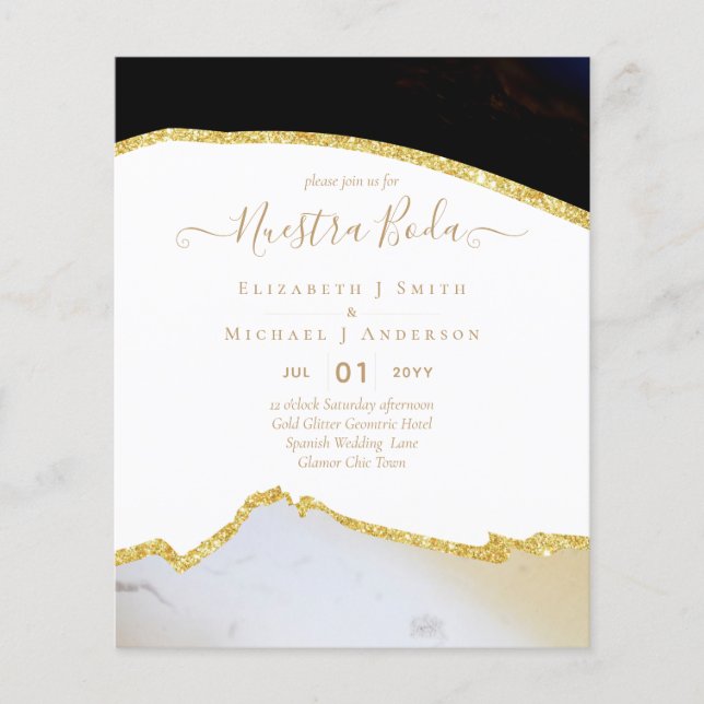 Papier Nuestra Boda AGATE Gold Mariage espagnol INVITE (Devant)