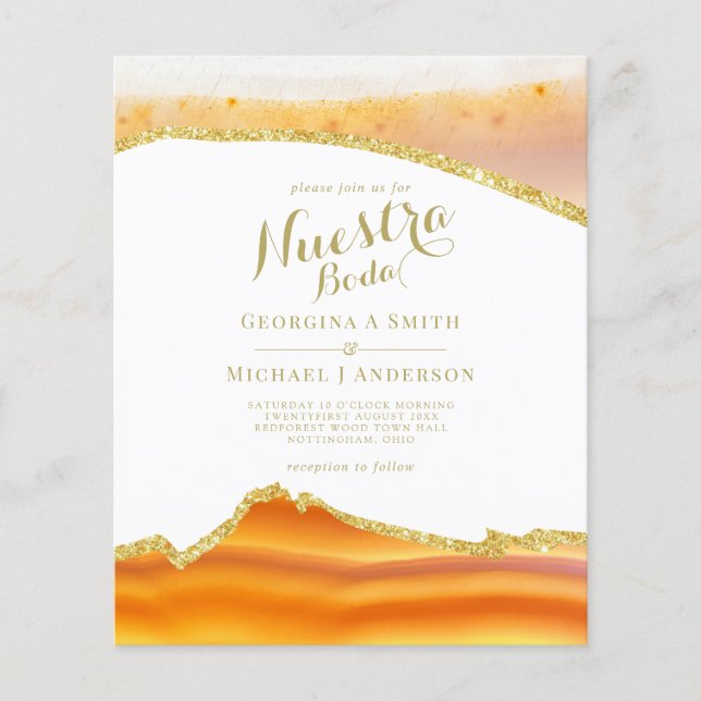 Papier Nuestra Boda AGATE Gold Mariage espagnol INVITE (Devant)