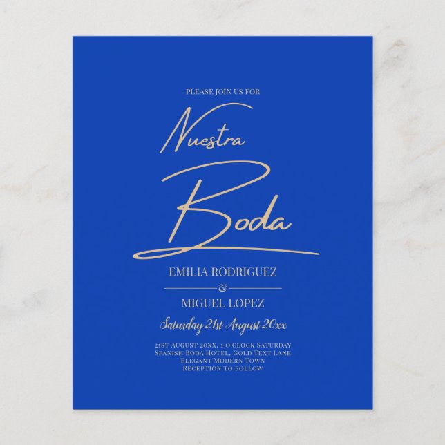 Papier NUESTRA BODA Blue Monochrome Mariage NVITE (Devant)