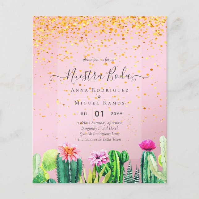 Papier Nuestra Boda CACTI Fiesta Mariage espagnol INVITE (Devant)