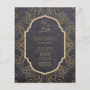Papier Nuestra Boda Gold Frame Mariage espagnol INVITE
