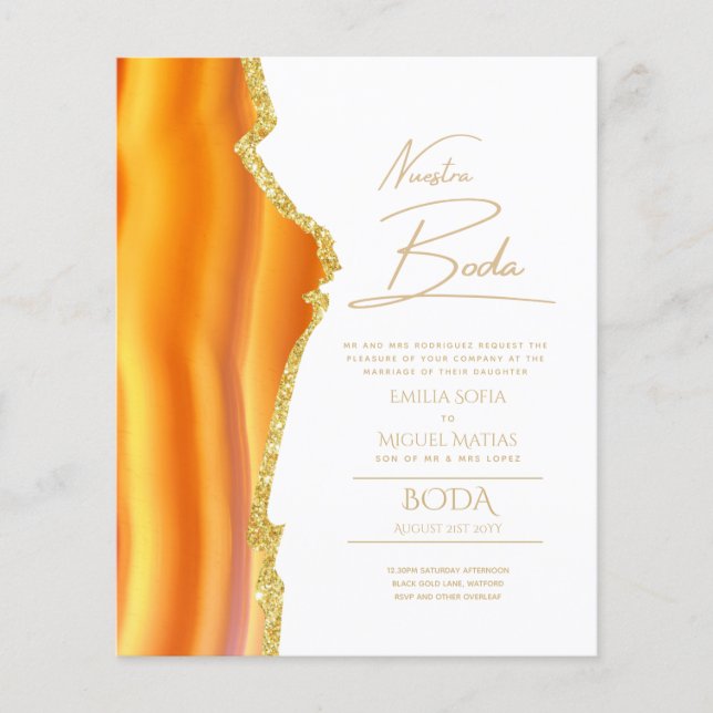 Papier Nuestra Boda Gold Texte AGATE Mariage INVITE (Devant)