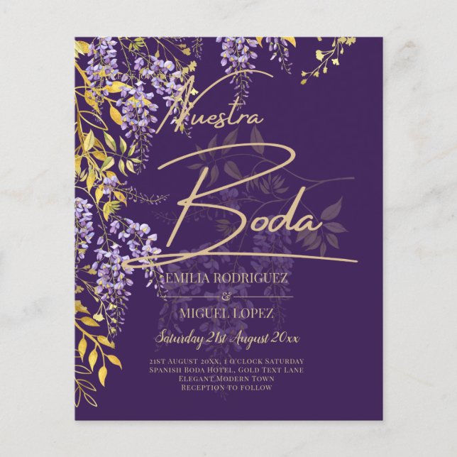 Papier Nuestra Boda Lilac Mariage Wisteria Invitation esp (Devant)