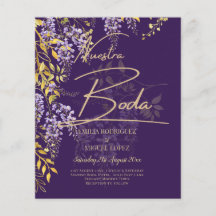 Nuestra Boda Lilac Mariage Wisteria Invitation esp