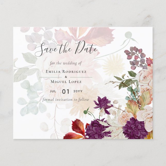 Papier NUESTRA BODA Plum Fall Floral Mariage espagnol (Devant)