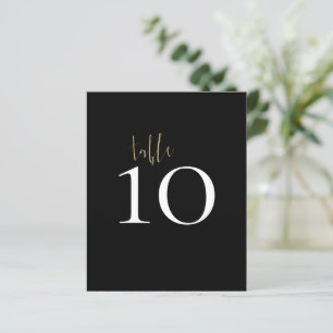 Papier Numéro de table de mariage minimaliste noir or